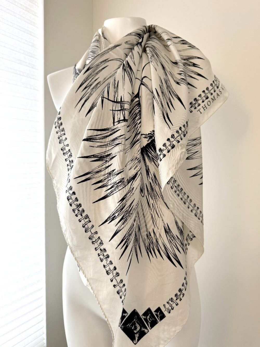 Authentic Thomas Wylde White Punk Rock Skull Square Silk Twill Scarf